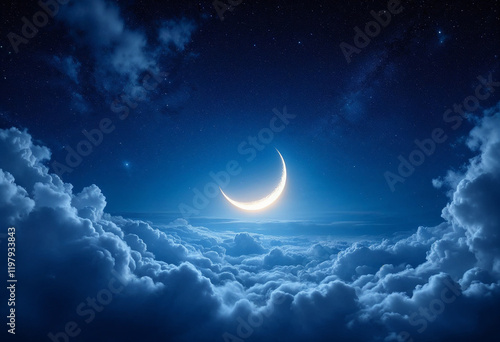 Crescent moon background. Ramadhan moon wallpaper. Eid moon wallpaper