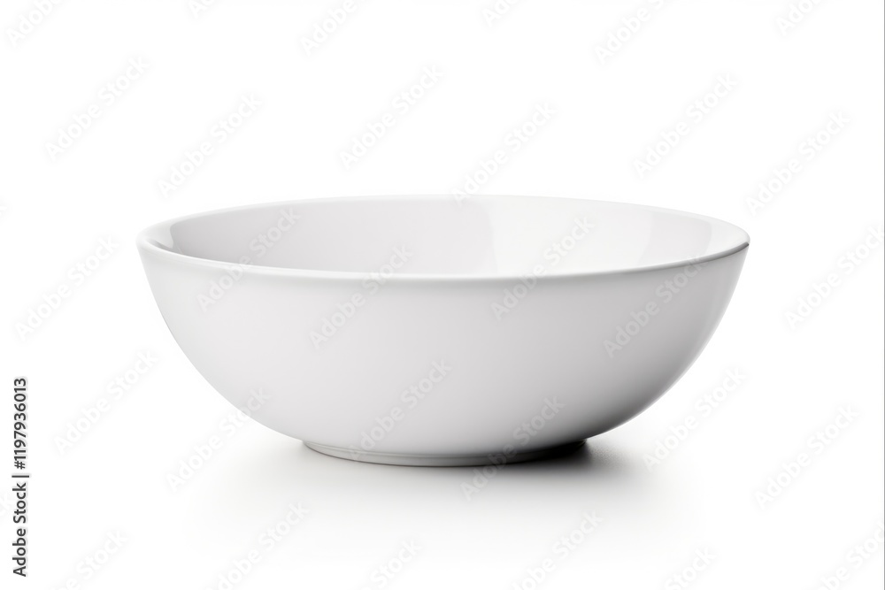 Clean and Empty White Bowl - Top View Isolated Object on White Background Clean and Empty White Bowl - Top View Isolated Object on White Background