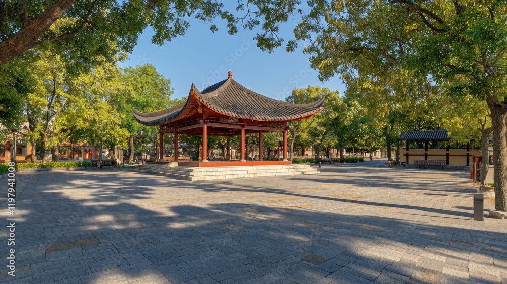 Pagoda park serene summer sunshine Asian garden Pagoda park serene summer sunshine Asian garden