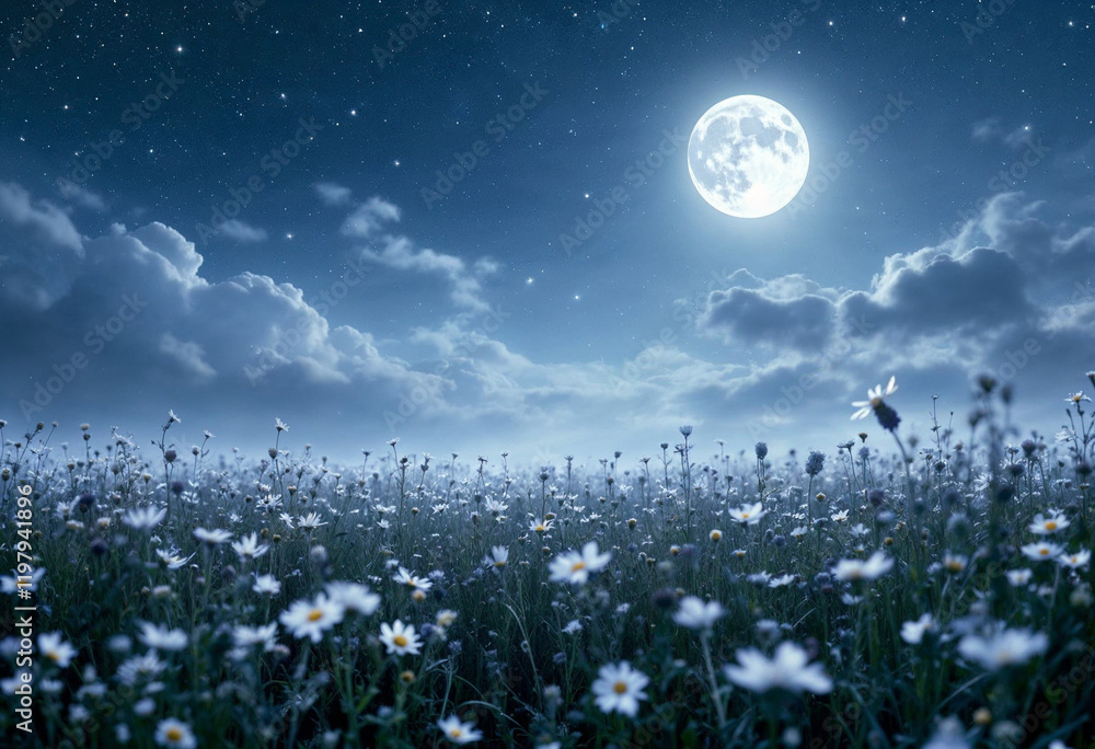 Naklejka premium Moonlight wallpaper. full moon background