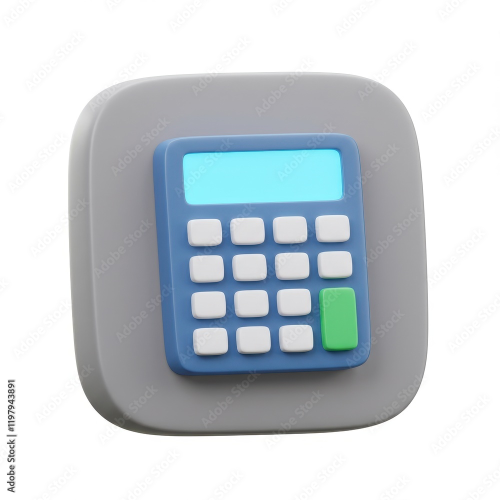 A 3D illustration of a calculator isolated on a white background A 3D illustration of a calculator isolated on a white background