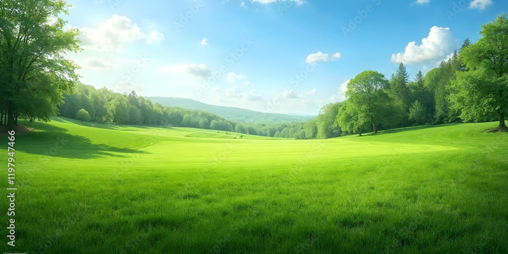 landscape with green grass and sky landscape with green grass and sky