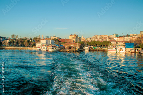 landscape of kasimpasa town and pier in istanbul photo