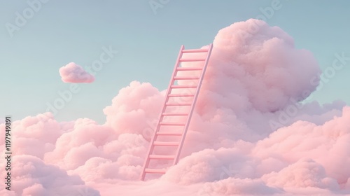 The ladder serves as a metaphor for overcoming challenges and reaching new heights.