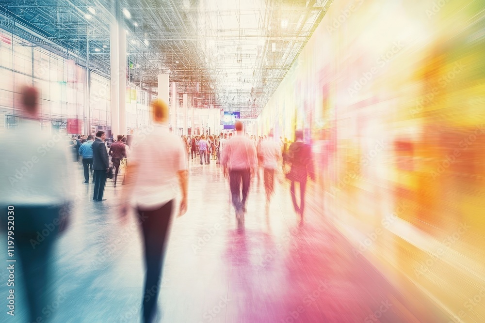 An artistic representation of marketing and advertising events in an exhibition space. An artistic representation of marketing and advertising events in an exhibition space.