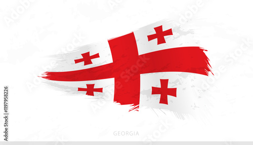 Georgia National Flag with Textured Brush Strokes.