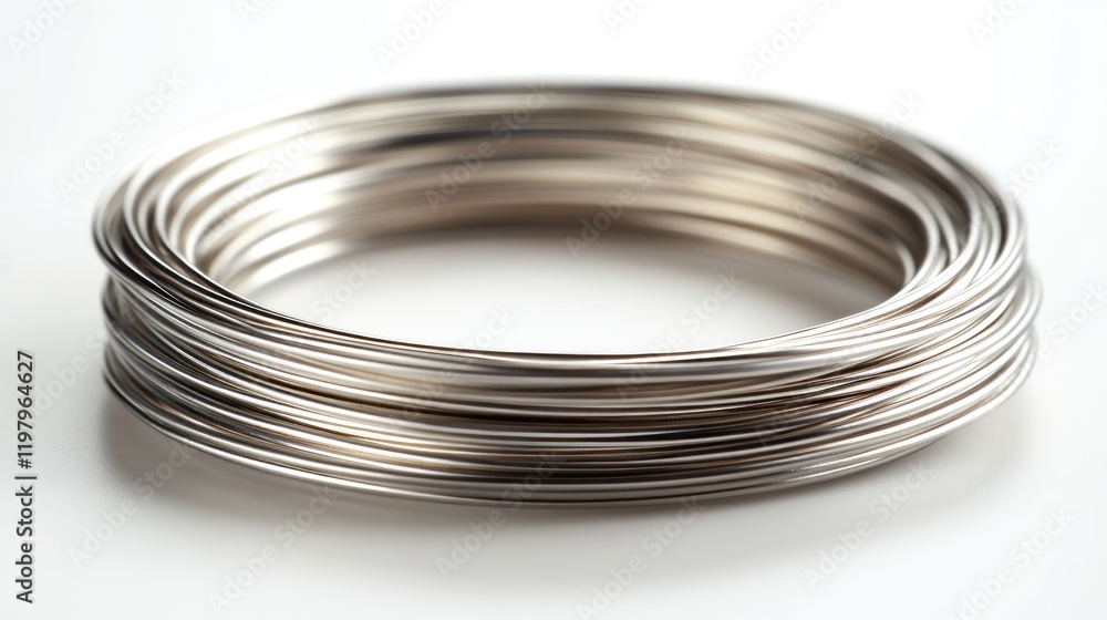 Close-up of a Neat Stack of Silver Wires Close-up of a Neat Stack of Silver Wires