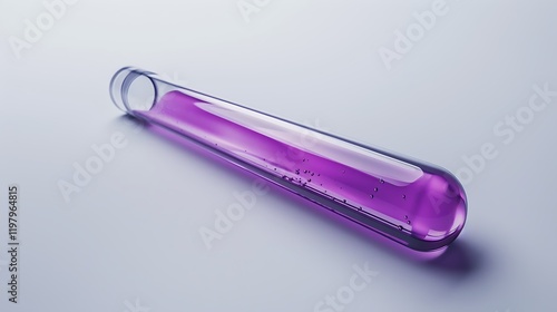 A sealed test tube containing a purple liquid on a white background photo