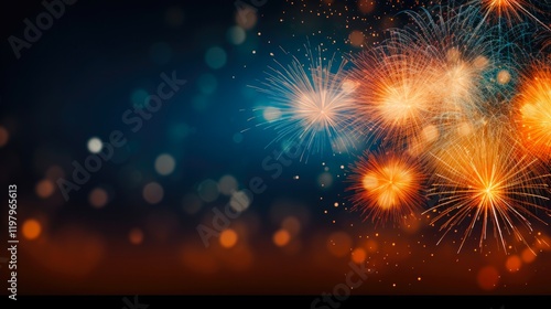 Firework Extravaganza! Colorful Celebration Background with Copy Space for Event or Party Invitation. Perfect for New Year's