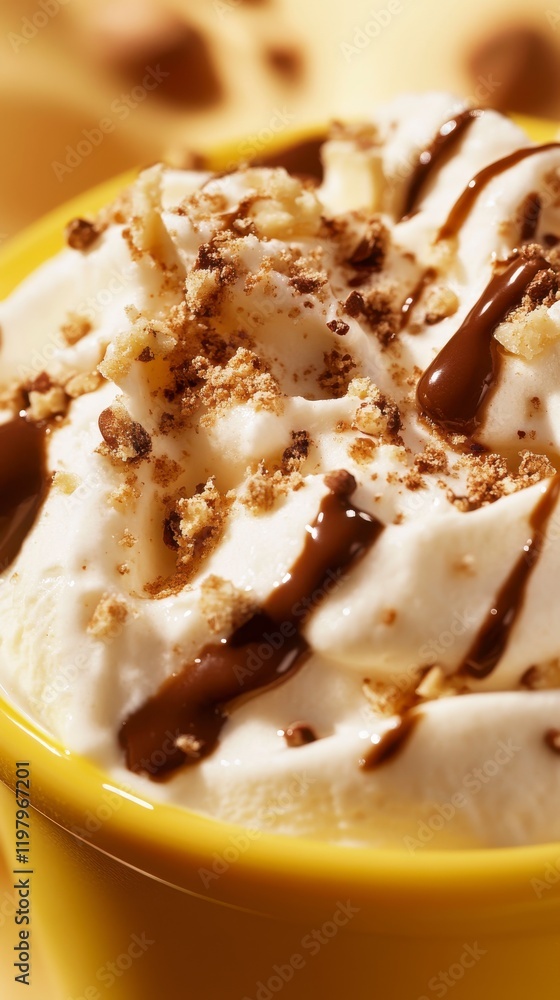Scrumptious Whipped Cream Coffee Treat with Chocolate Drizzle and Crumbles Scrumptious Whipped Cream Coffee Treat with Chocolate Drizzle and Crumbles