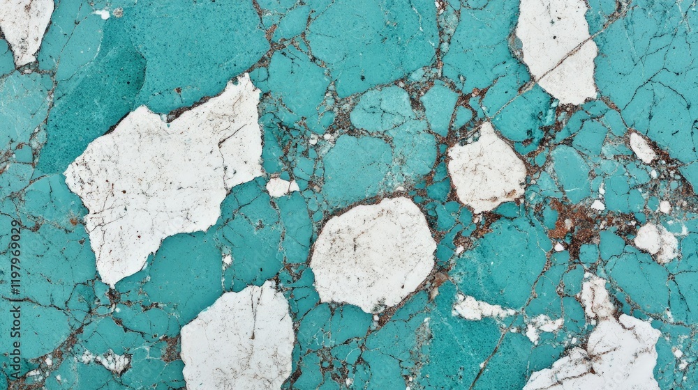 Obraz premium Turquoise and White Marble Texture with Cracks and Patterns