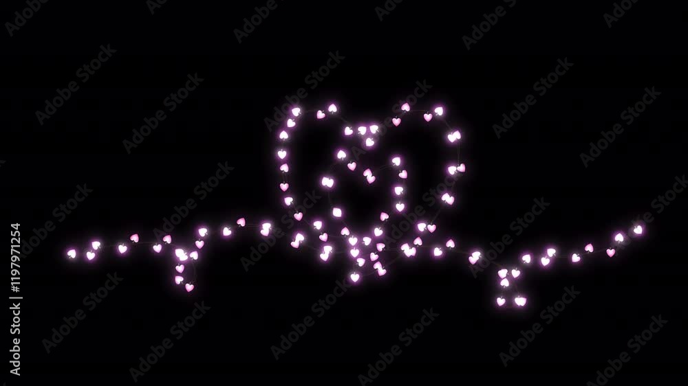 Valentine's Heart Shape Lights String Overlay Element with Alpha Channel Valentine's Heart Shape Lights String Overlay Element with Alpha Channel