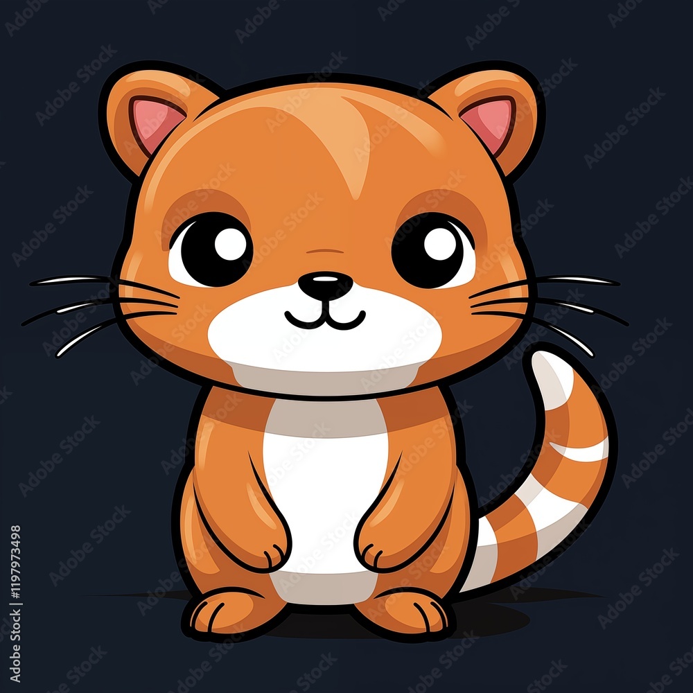 Adorable Cartoon Otter with Brown Fur Smiling Against Dark Background Adorable Cartoon Otter with Brown Fur Smiling Against Dark Background