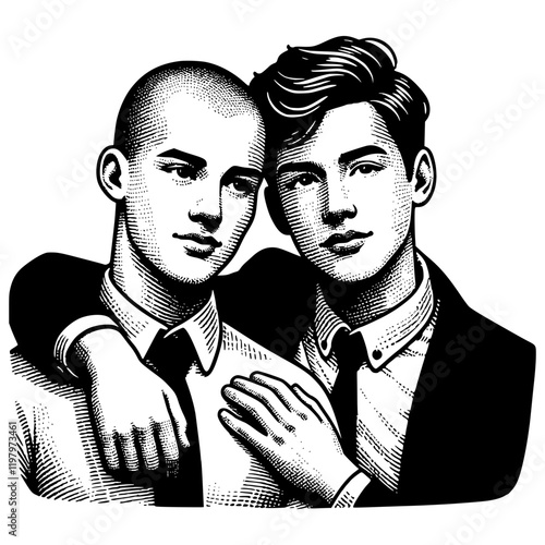 Gay Men Couple Kiss