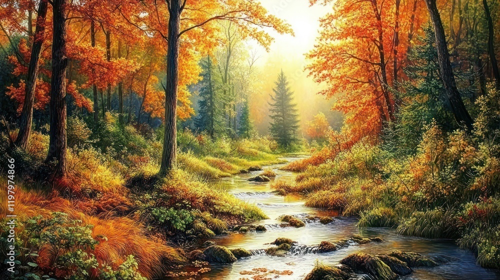 Fototapeta premium Autumn Forest Stream