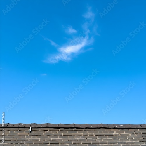 Abstract Row of black brick roof on clear sky background Generative AI 