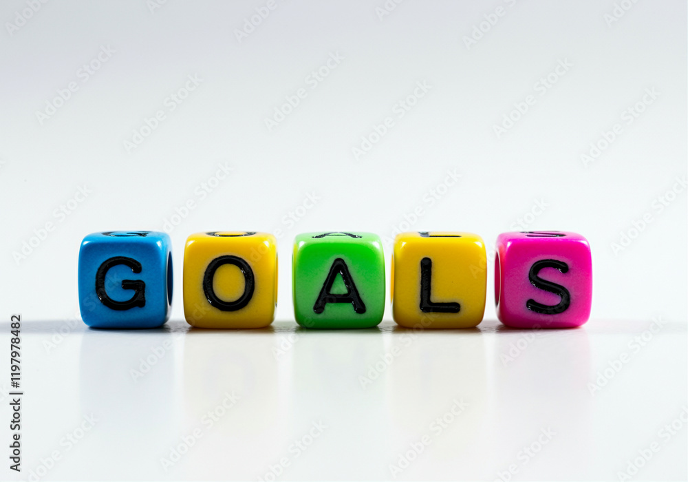 Letter blocks spelling goals with vibrant colors and motivational theme for inspiration Letter blocks spelling goals with vibrant colors and motivational theme for inspiration