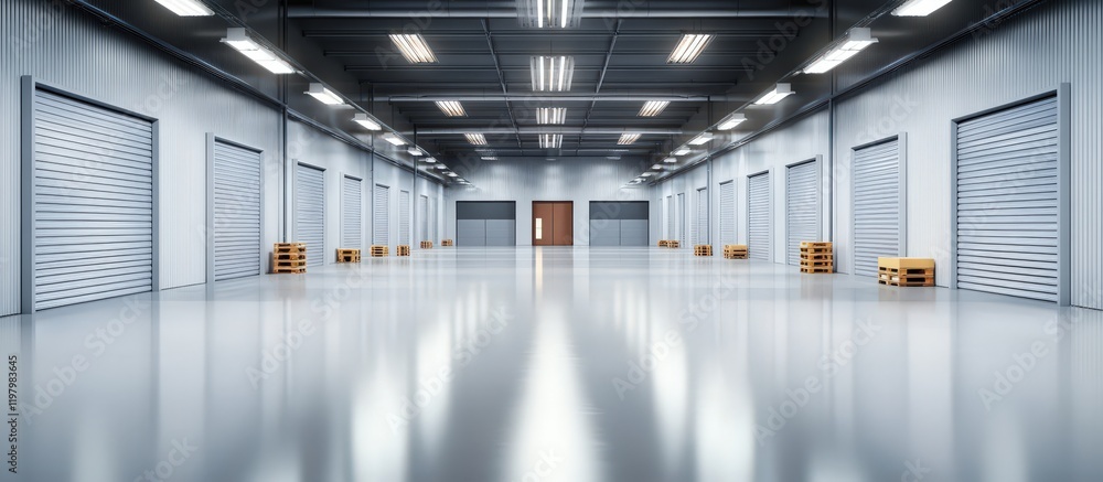 Obraz premium Versatile Empty Storehouse with Customizable Space