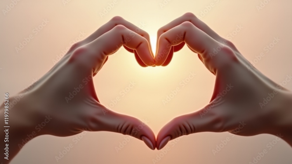 Obraz premium A simple yet touching gesture of a couple’s hands coming together to shape a heart, symbolizing unity and affection.