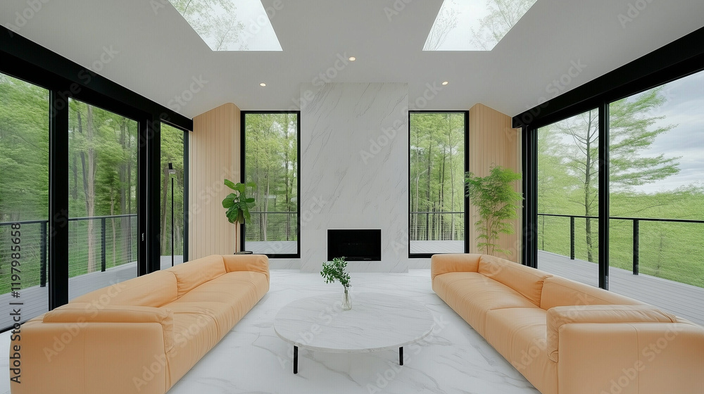 Fototapeta premium Modern living room interior. Light interior