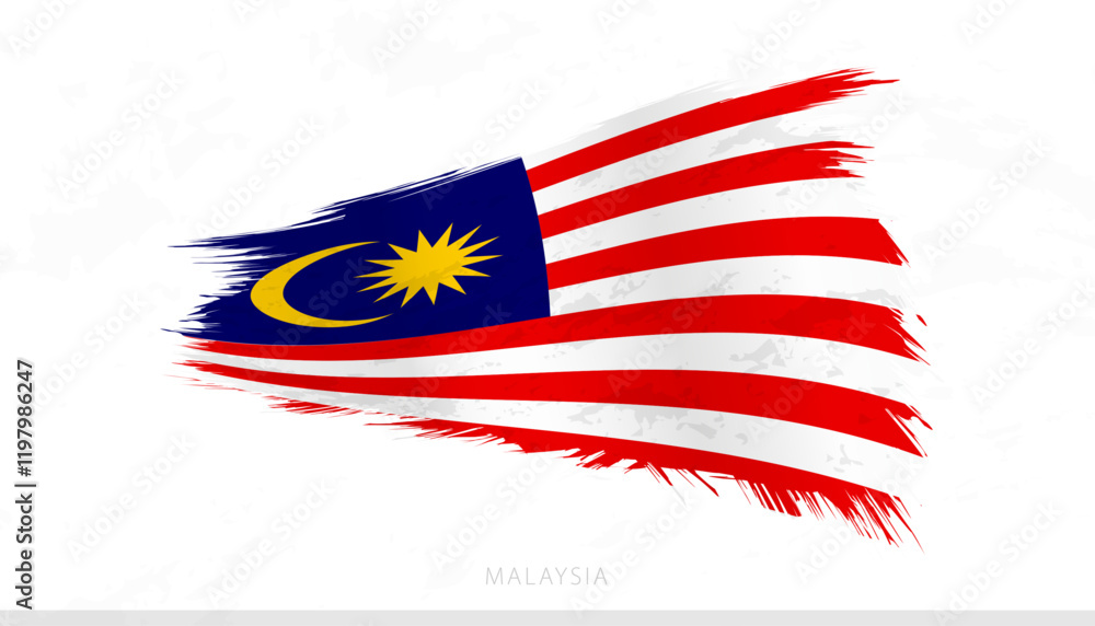 Malaysia National Flag with Textured Brush Strokes. Malaysia National Flag with Textured Brush Strokes.