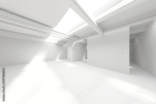 Wallpaper Mural Modern minimalist interior with white geometric structures. 3d render Torontodigital.ca