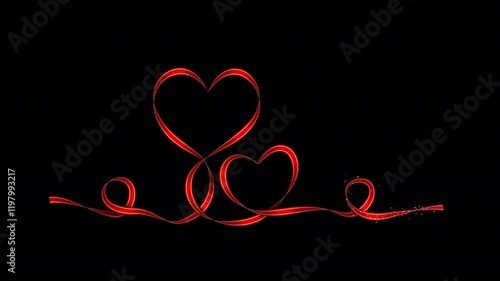 Valentine's and Wedding Ribbons Heart shape formation Overlay Element with Alpha Channel