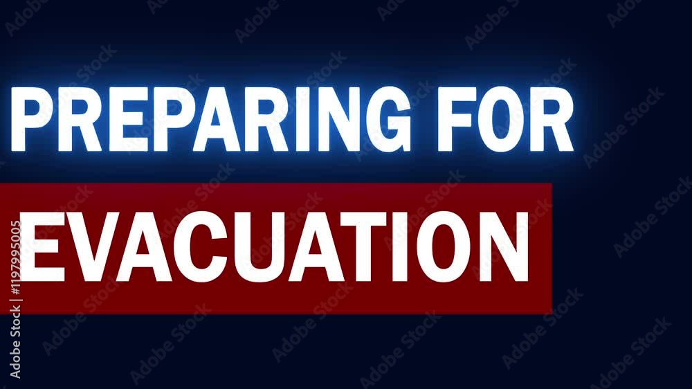 Preparing for evacuation - Text on a black background with animation Preparing for evacuation - Text on a black background with animation