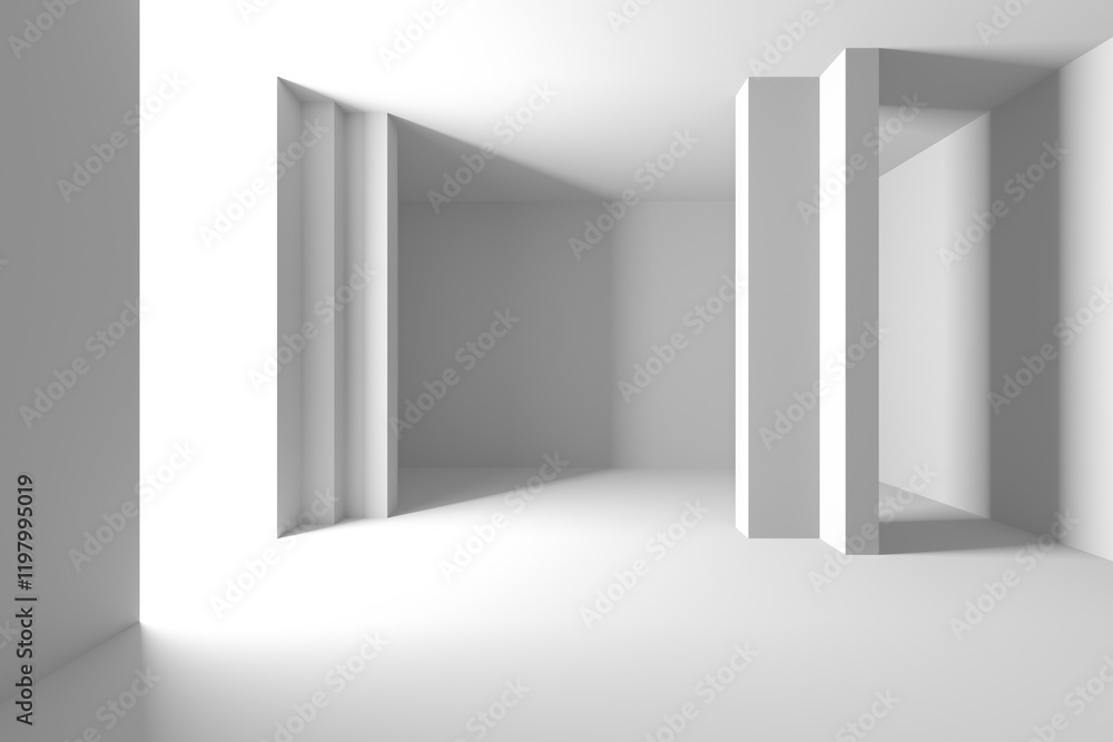 Minimalist architectural interior with geometric shapes and modern design. 3d render. Minimalist architectural interior with geometric shapes and modern design. 3d render.