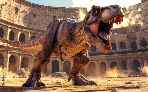 In ancient Rome, a Daspletosaurus fought as a gladiator, its terrifying jaws capturing the audience's attention during the arena's perilous spectacles.