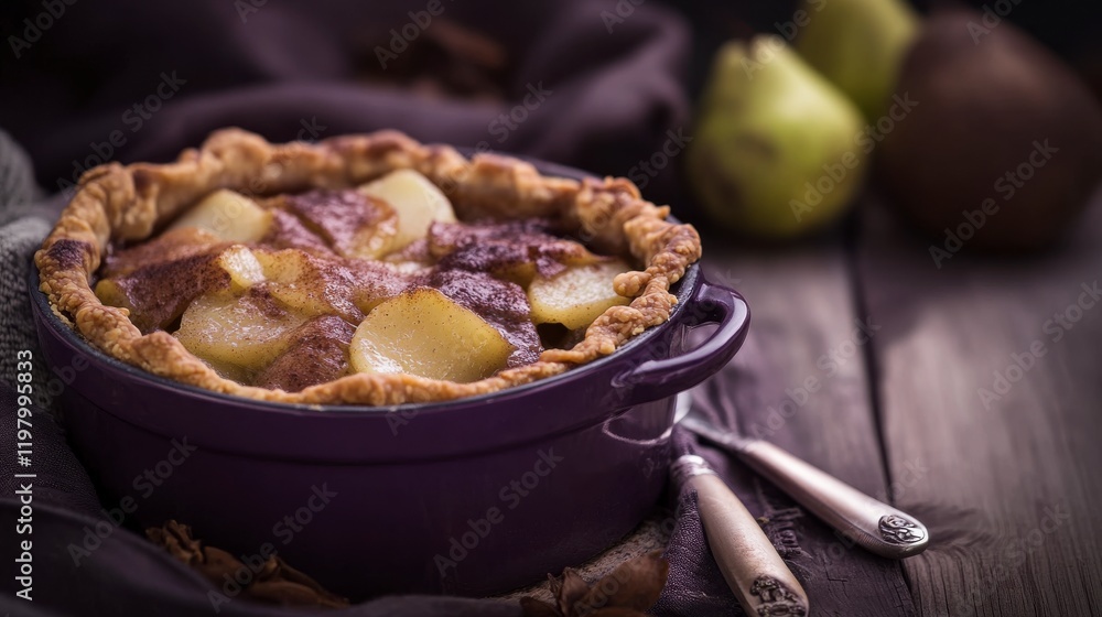 Aromatic Pear Pie in a Purple Dish: A Cozy Autumnal Delight Aromatic Pear Pie in a Purple Dish: A Cozy Autumnal Delight