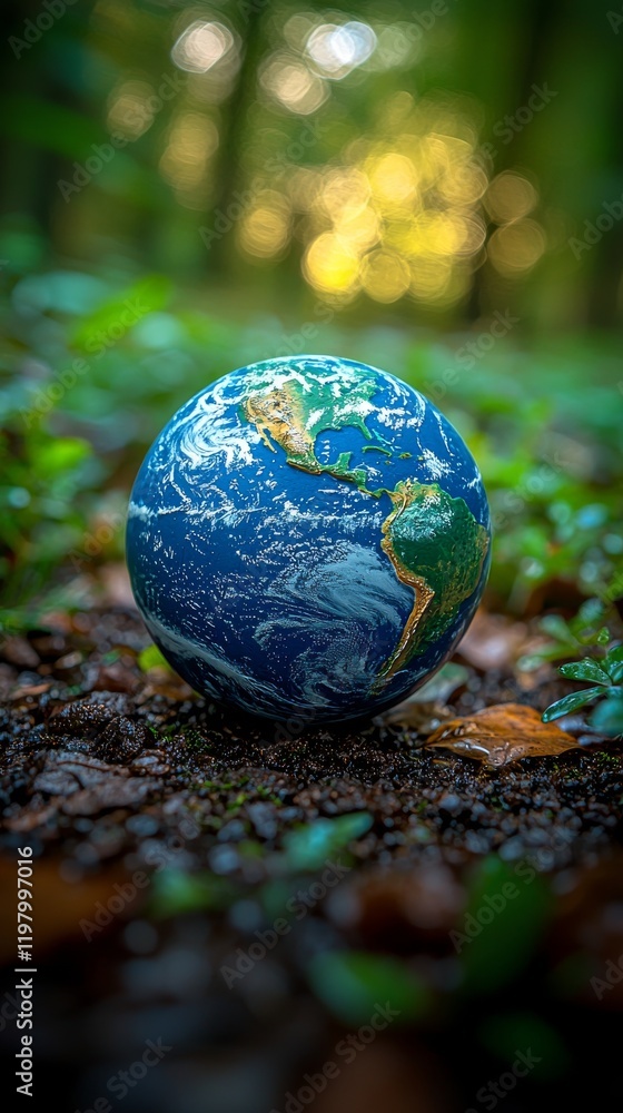 On Environment Earth Day, a hand holds a green earth against a bokeh green background, symbolizing environmental sustainability and the importance of saving our planet On Environment Earth Day, a hand holds a green earth against a bokeh green background, symbolizing environmental sustainability and the importance of saving our planet
