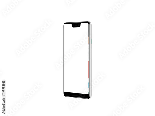 Pixel 3 XL white standing upright, depicted in perspective view.