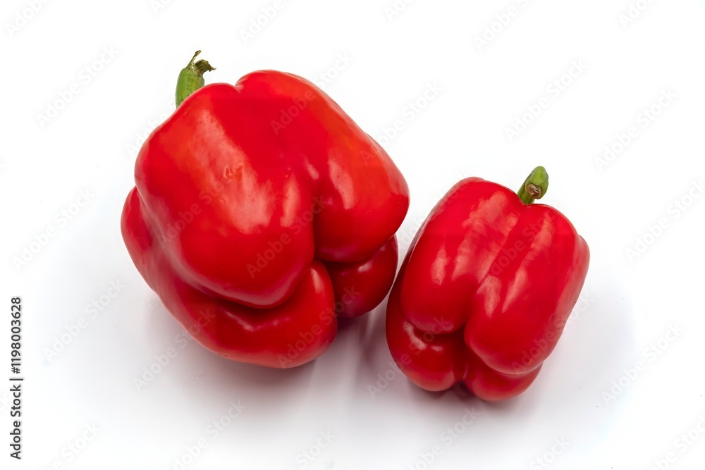 fresh red pepper on a white background. close up. fresh red pepper on a white background. close up.