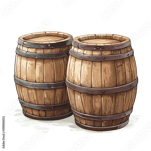 A wooden barrel vector clipart illustration isolated on a white background