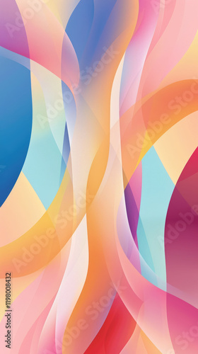 Smooth flowing ribbons of gradient colors, blending pink, orange, and blue with a luminous and elegant effect photo