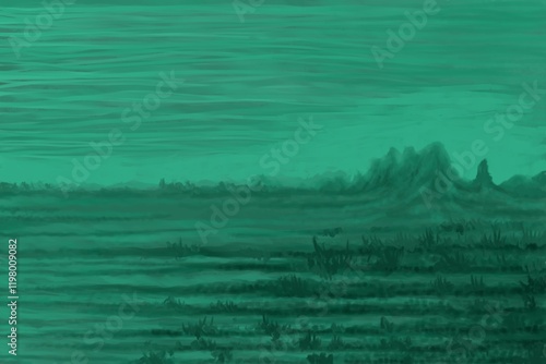 Abstract Landscape Painting - digital painting. The picture is painted by hand on a tablet. photo