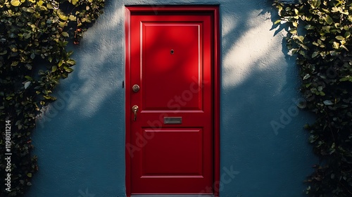 A back door with a glossy finish in deep ruby red 