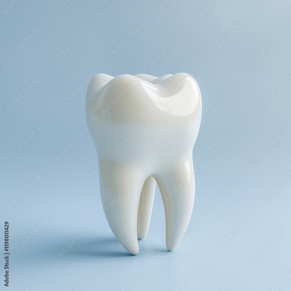 Simple Tooth Model with Visible Root on White Background