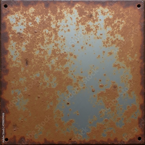 A sheet of metal with traces of old paint and rust spots.