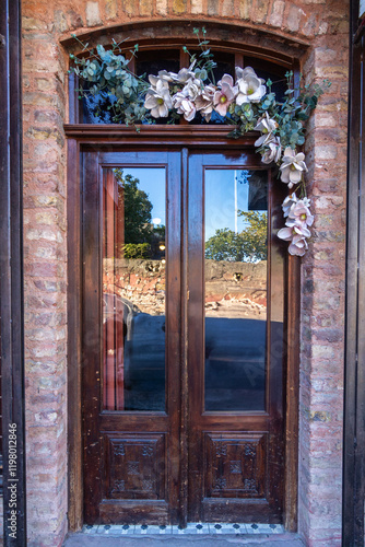 You will find the visual you are looking for in these photographs consisting of colored wood, metal and ornate doors.