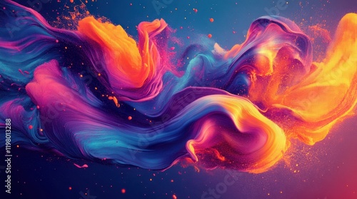 Vibrant swirling colors creating dynamic abstract art in a cosmic atmosphere. Generative AI photo