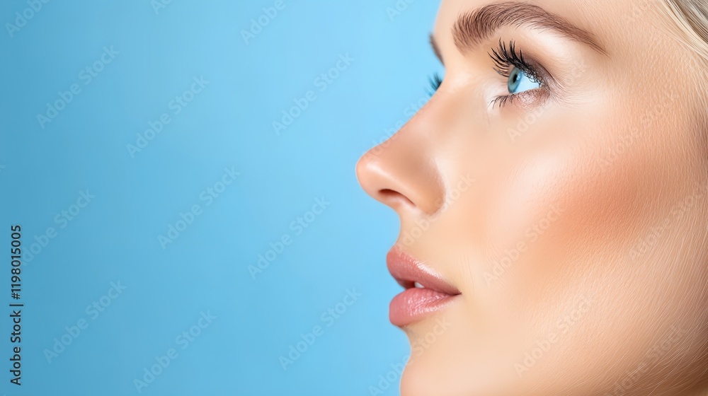 Woman with a blue background and a white background Woman with a blue background and a white background