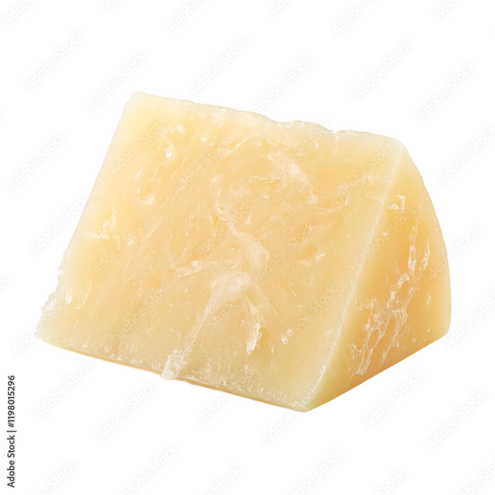 Premium parmesan cheese wedge with crystal texture on white background Premium parmesan cheese wedge with crystal texture on white background