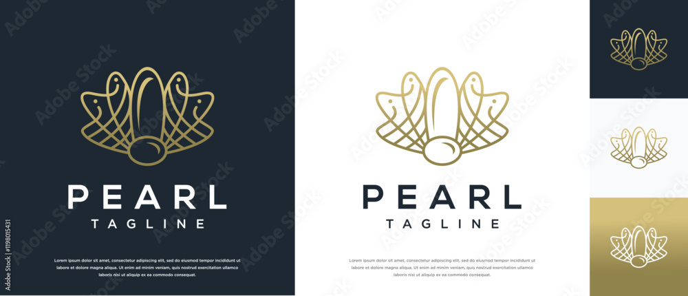 Shell pearl logo design illustration. Shell pearl logo template. Shell pearl logo design illustration. Shell pearl logo template.