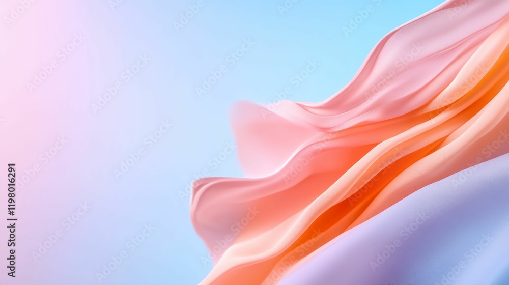 Fototapeta premium Pink, orange, and purple fabric with a blue background
