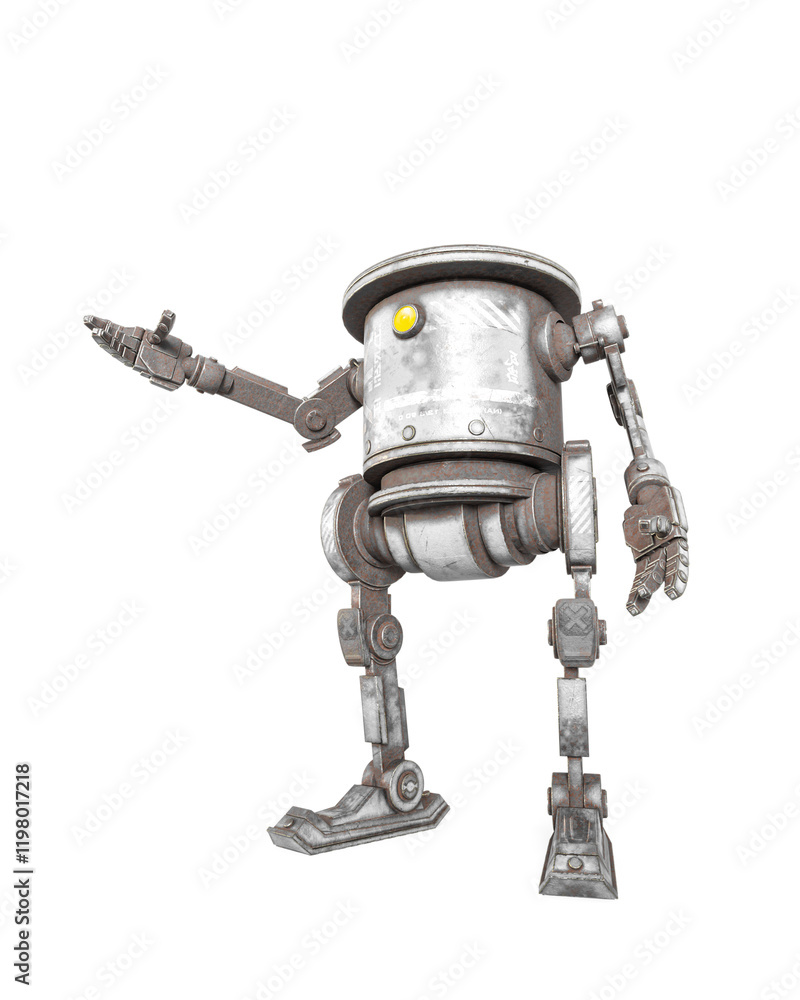 Naklejka premium coolest robot is talking in white background on side view