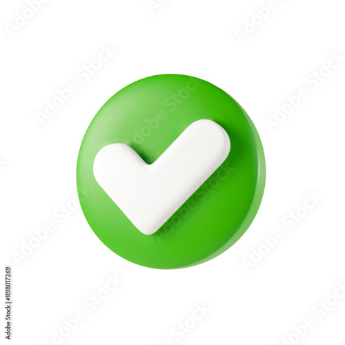 3d check mark icon isolated on white background. Check list green button. Right choice, success, confirmation or approval. Yes sign. select icon 3D rendering illustration