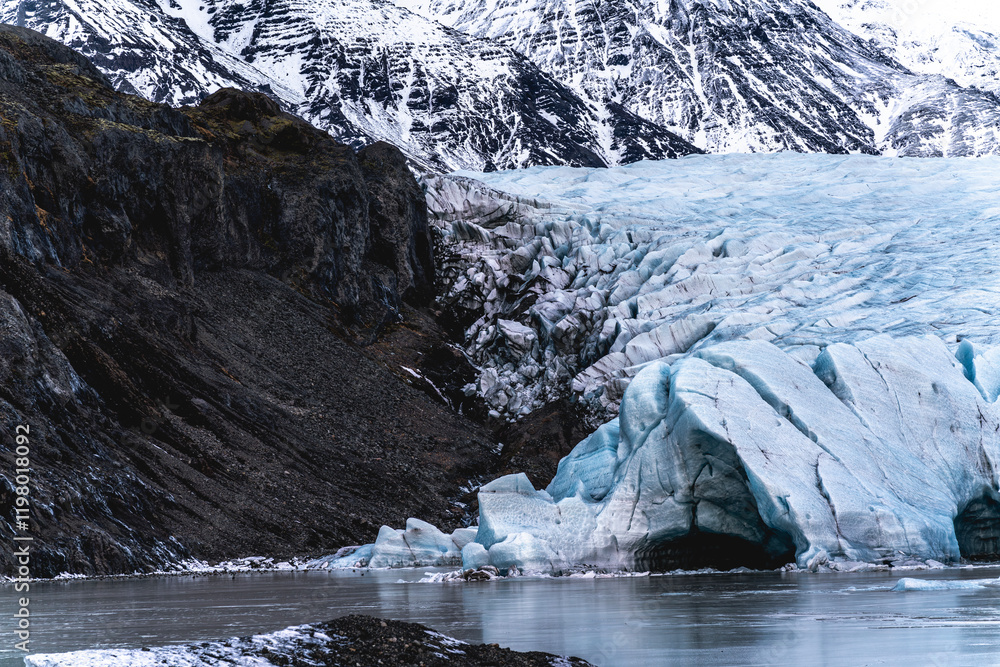 Fototapeta premium Glacier Iceland special ice winter frozen thick old ice melt global warming