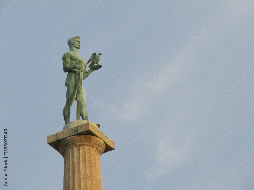 The Victor Monument under the Evening Sunlight at the Belgrade Fortress in Belgrade, Serbia The Victor Monument under the Evening Sunlight at the Belgrade Fortress in Belgrade, Serbia
